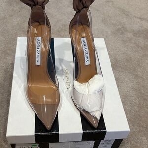 Aquazzura Brown Pointed Clear PVC Pump